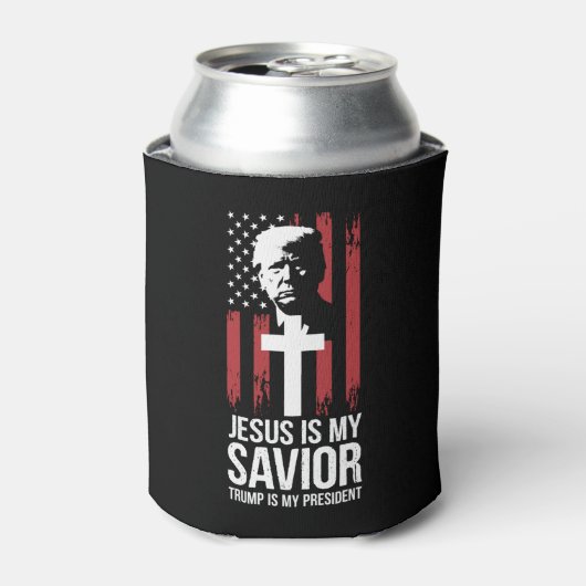 イエスは私の救世主、トランプは私の大統領、トランプ USA 缶クーラー (缶正面)
