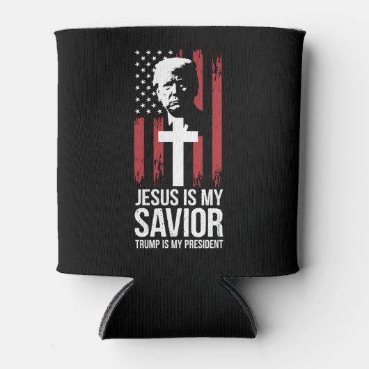 イエスは私の救世主、トランプは私の大統領、トランプ USA 缶クーラー (正面)