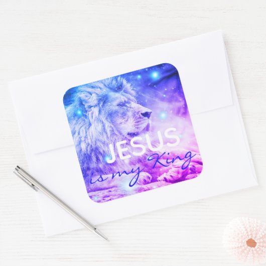 イエスは私の王である |クリスチャン信仰のライオンのシール スクエアシール (封筒)
