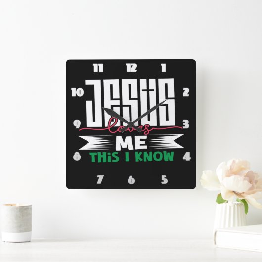 イエスは私の知る限り私を愛している スクエア壁時計 (ホーム)