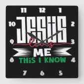 イエスは私の知る限り私を愛している スクエア壁時計 (正面)