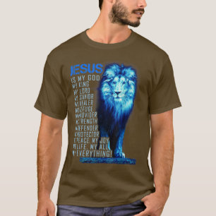 イエスは私の神である私の主は私の救い主ブルーライオンC Tシャツ
