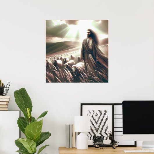 イエスは私の羊飼いのキリスト教聖書芸術である ポスター (ホームオフィス)