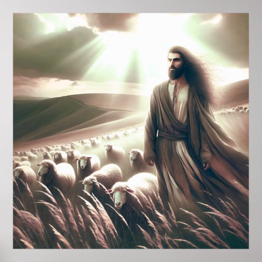 イエスは私の羊飼いのキリスト教聖書芸術である ポスター (正面)