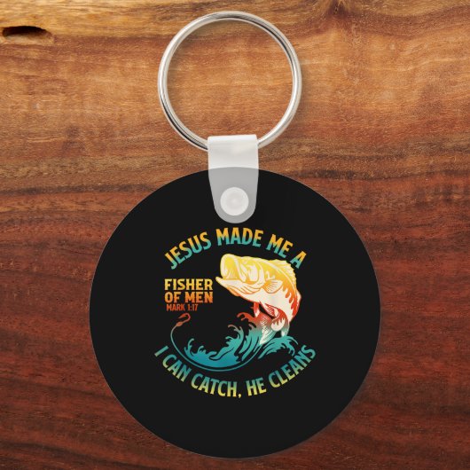 イエスは私をフィッシャービブルの詩マーク1_17魚にした キーホルダー (正面)