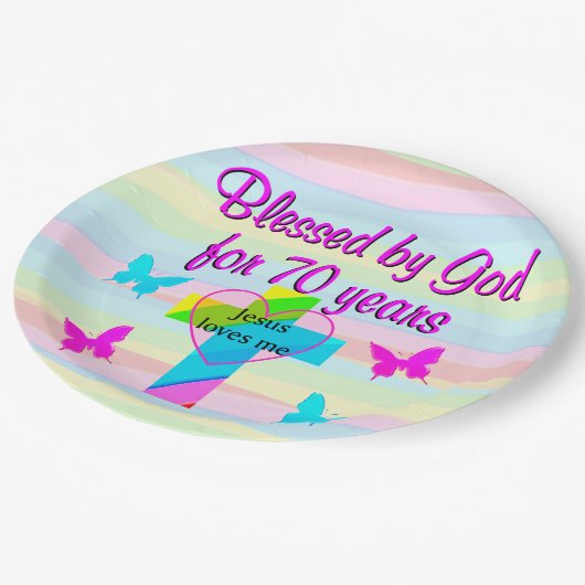 イエスは私を愛している70番目の誕生日紙プレート ペーパープレート (アングル)