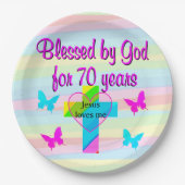 イエスは私を愛している70番目の誕生日紙プレート ペーパープレート (正面)