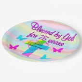 イエスは私を愛して75番目の誕生日紙プレート ペーパープレート (アングル)