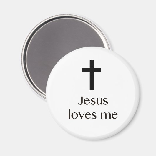 イエスは私を愛し十字白磁石 マグネット (正面/裏面)
