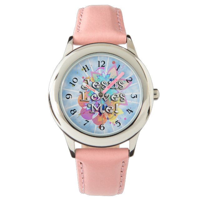 イエスは私を愛し、パステル水彩色 腕時計 (正面)