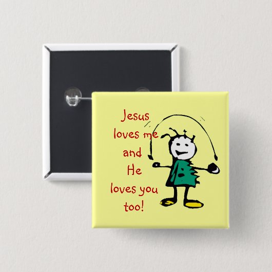 イエスは私を愛し、彼も女の子を愛している 缶バッジ (正面&裏面)