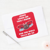 イエスは私を愛し、私はLadybugキリスト教の信仰を知っている スクエアシール (封筒)