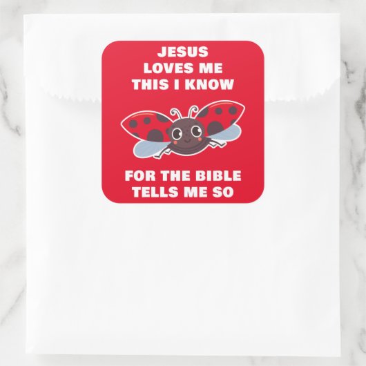 イエスは私を愛し、私はLadybugキリスト教の信仰を知っている スクエアシール (バッグ)