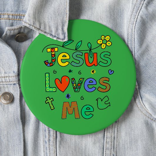 イエスは私を愛するドゥードルiケリーグレンI巨大な6x6 缶バッジ (インサイチュ)