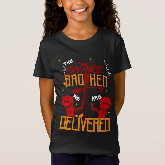 イエスは私を解放した キリスト教 信仰 少女 Tシャツ (正面)