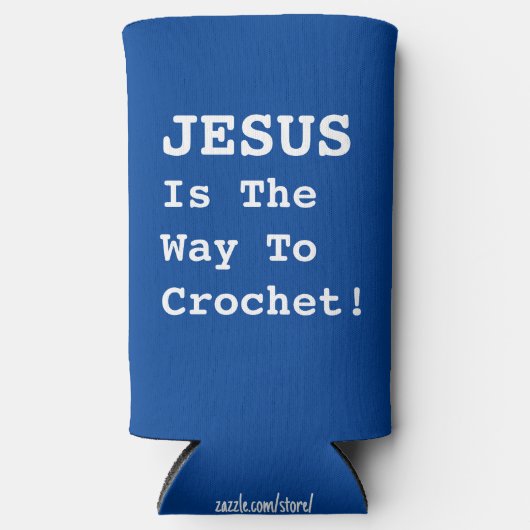 "イエスは編み針への道である！" -おもしろい引用文 スリム缶クーラー (正面)