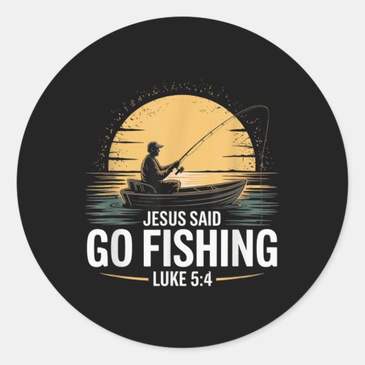 イエスは行く魚釣りクリスチャン漁師バイブルVe ラウンドシール (正面)