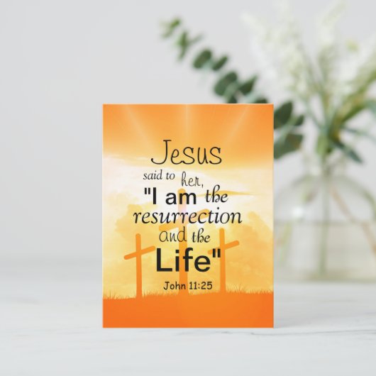 イエスは言った、 私は復活である ヨハネ 11:25 節 ポストカード (スタンド正面)