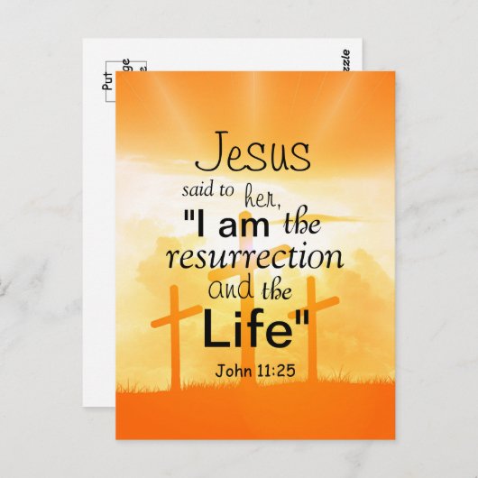 イエスは言った、 私は復活である ヨハネ 11:25 節 ポストカード (正面/裏面)