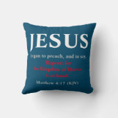 イエスは説教を始めた。マタイ4:17ネイビーブルー クッション (裏面)