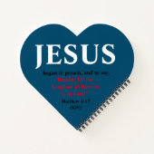 イエスは説教を始めた。マタイ4:17ハート型 ノートブック (裏面)