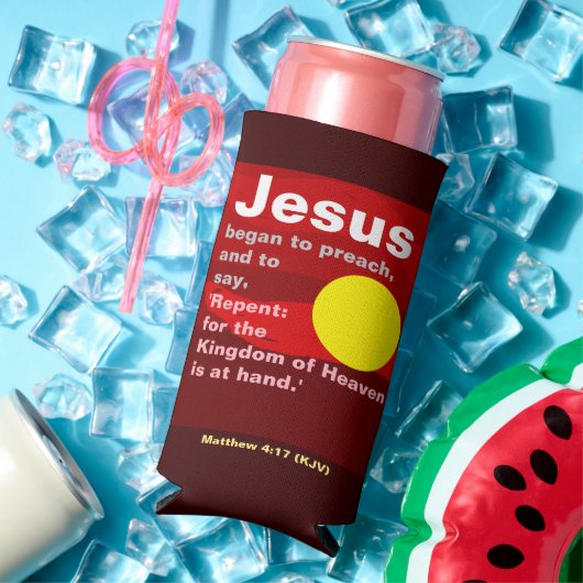 イエスは説教を始めた。マタイ4:17夕日 スリム缶クーラー (インサイチュ 夏)