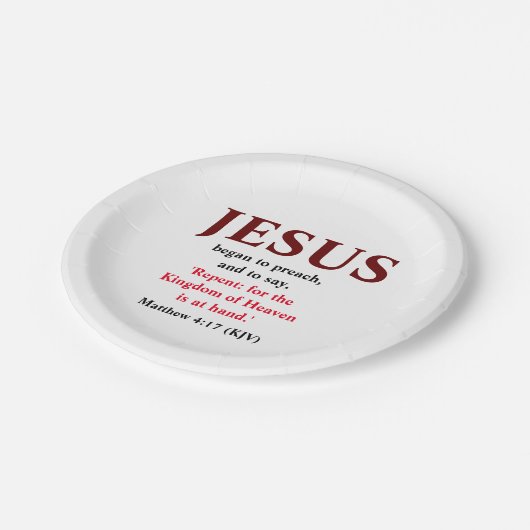 イエスは説教を始めた。マタイ4:17小 ペーパープレート (アングル)