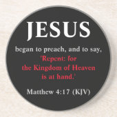 イエスは説教を始めた。マタイ4:17砂岩 コースター (正面)