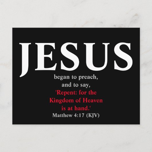 イエスは説教を始めた。マタイ4:17 ポストカード (正面)