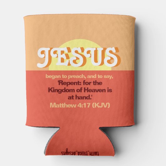 イエスは説教を始めた。4:17労働の日オレンジ 缶クーラー (裏面)