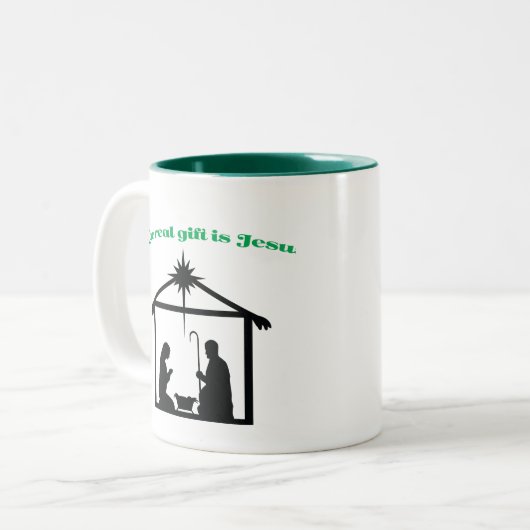 イエスは贈り実在物のクリスマス出生 ツートーンマグカップ (正面左)