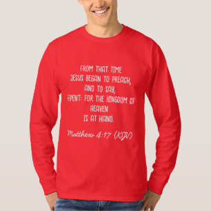 イエスは赤いクリスマスの長袖を説教し始めた Tシャツ