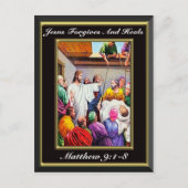 イエスは赦し、マタイを癒す9:1-8黒 ポストカード (正面)