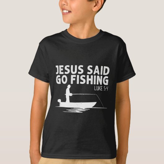 イエスは釣りに行けと言った キリスト キリスト教 釣り人 F Tシャツ (正面)