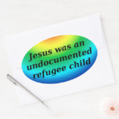 イエスは難民の子どもとして文書化されていない 楕円形シール (封筒)