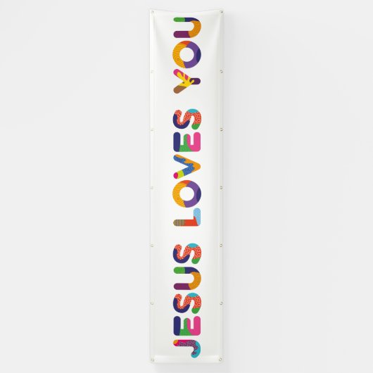 イエスは飾りカラフル文字芸術を愛す 横断幕 (縦)