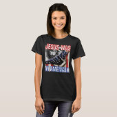 イエスは7月キリストのアメリカ合衆国国旗だった Tシャツ (正面フル)