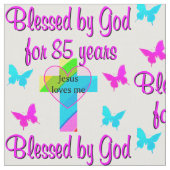 イエスは85歳の十字架のデザインを愛する ファブリック (クローズアップ)