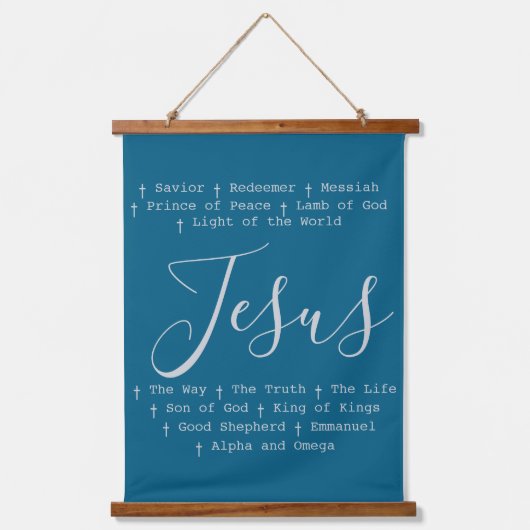 "イエスは"キリスト教の信仰に基づく 吊り下げ型タペストリー (正面)
