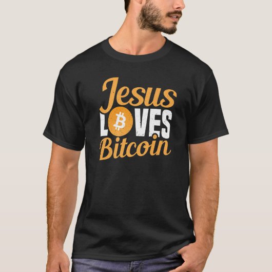 イエスはBitcoin Cryptocurrency Crypto Btc Holdを愛している Tシャツ (正面)