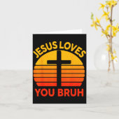 イエスはBruhクロスを愛するクリスチャン カード (黄色い花)