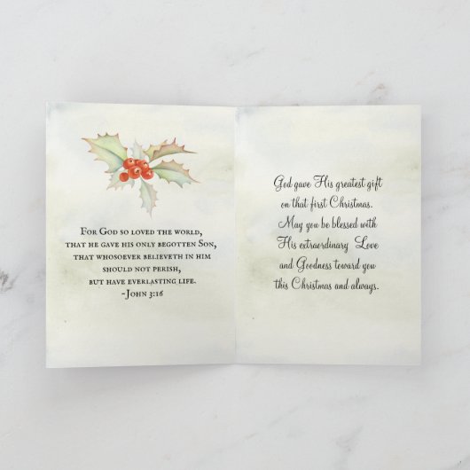 イエスもっとも偉大すべてのヨハネの贈り物3:16 カード (内部)