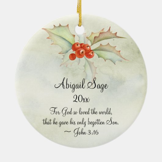 イエスもっとも偉大すべてのヨハネの贈り物3:16 セラミックオーナメント (裏面)