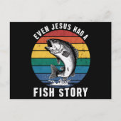 イエスも魚を持っていた釣りの話 バスフィッシング 釣り好きな人への面白いプレゼント ポストカード (正面)