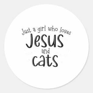 イエスや猫を愛する女の子で、クリスチャン猫 ラウンドシール