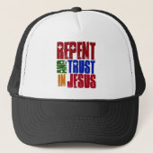 イエスを信じて悔い改めなさい キャップ (正面)