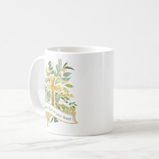 イエスを受け入れるキリスト教シンプル引用文 コーヒーマグカップ (正面左)