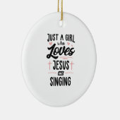 イエスを愛し、贈り物の女性を歌う女の子 セラミックオーナメント (右)