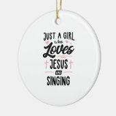 イエスを愛し、贈り物の女性を歌う女の子 セラミックオーナメント (左)