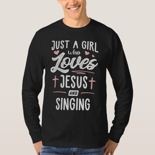イエスを愛し、贈り物の女性を歌う女の子 Tシャツ (正面)